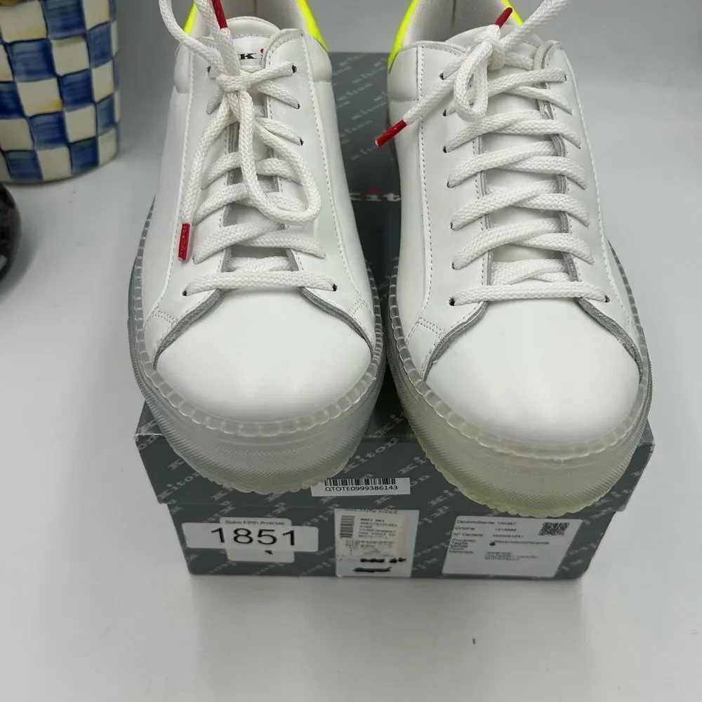 Men's Kiton Leather low top sneakers size 46 made in Italy